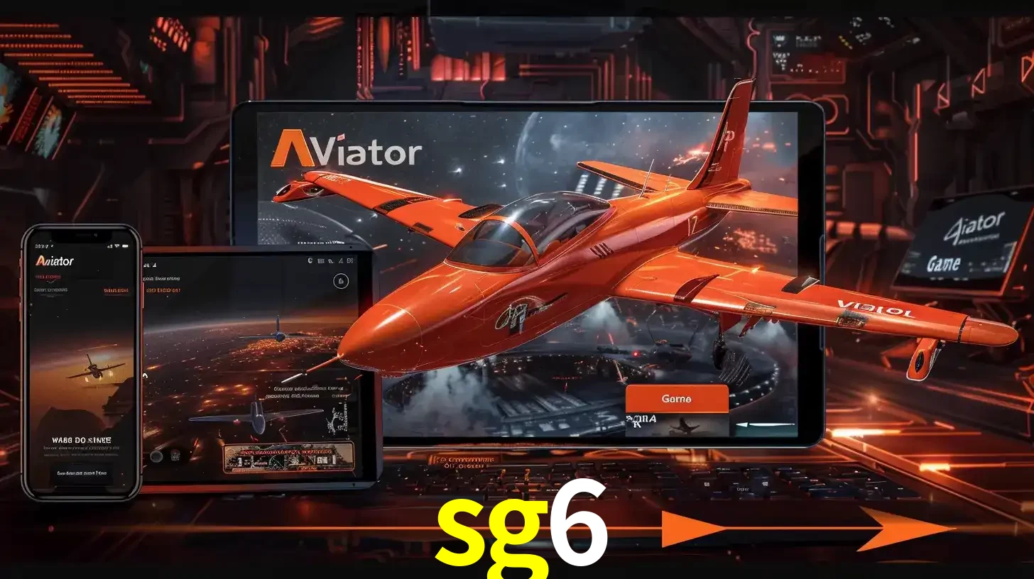 Apresentação tecnológica do jogo Aviator com um avião saindo da tela de um tablet, demonstrando a experiência imersiva em múltiplos dispositivos no sg6.