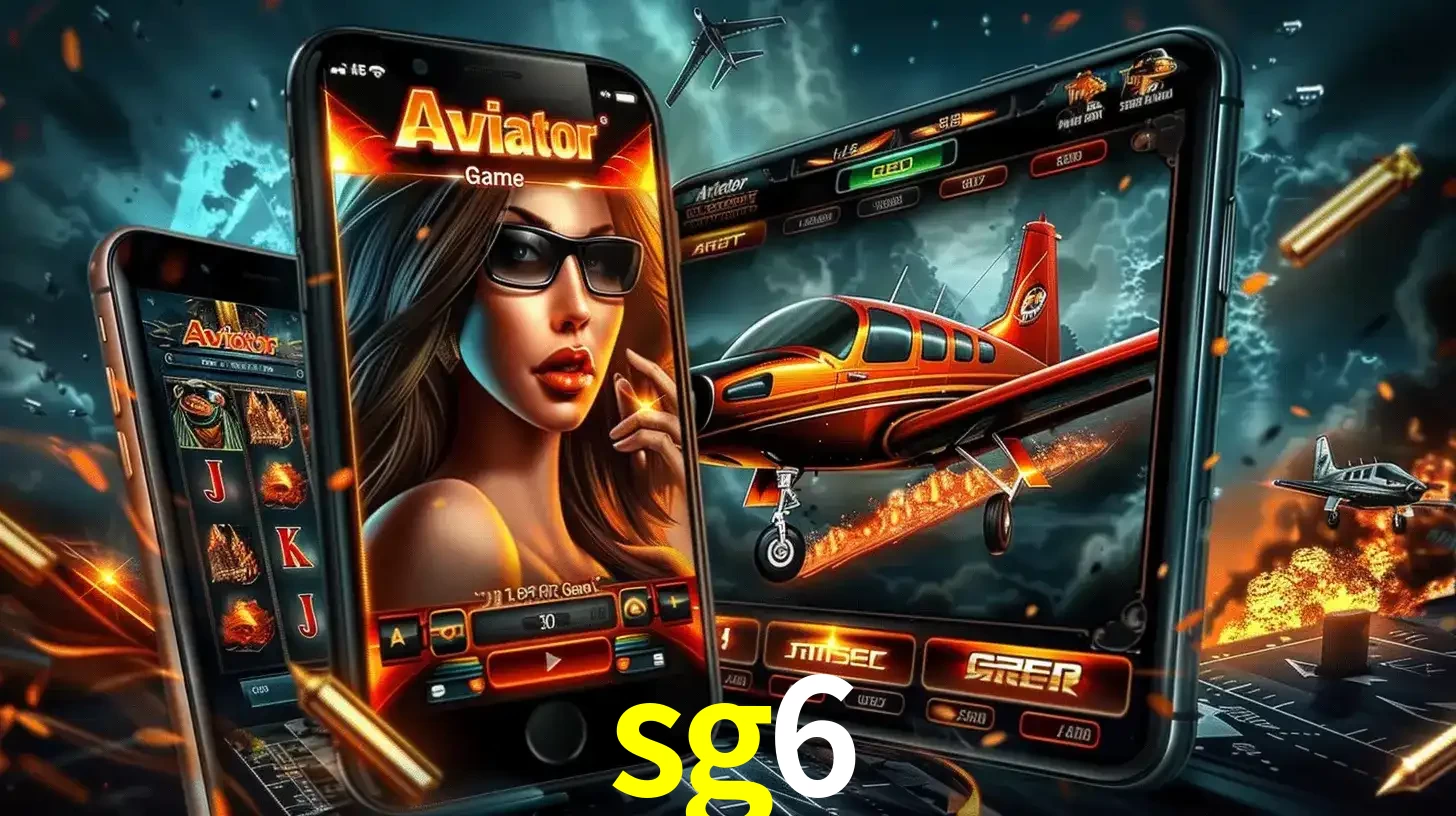 O popular jogo de apostas Aviator exibido em vários celulares e tablets, mostrando a interface emocionante e a ação de voo disponíveis para jogar agora no sg6.