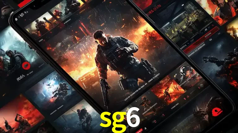 Tela de um celular exibindo uma galeria de jogos de tiro com temática militar, mostrando a variedade de e-sports disponíveis para apostas na plataforma de entretenimento sg6.