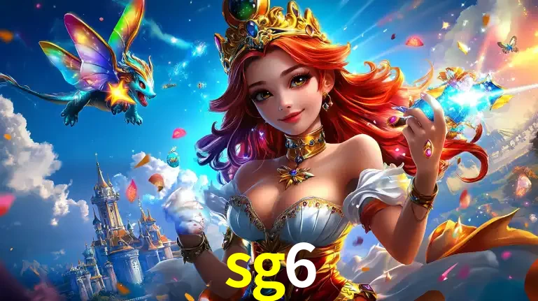 A princesa de um reino de fantasia mágico, com seu pequeno dragão, apresentando um mundo de prêmios encantados nos jogos de caça-níqueis do cassino sg6.